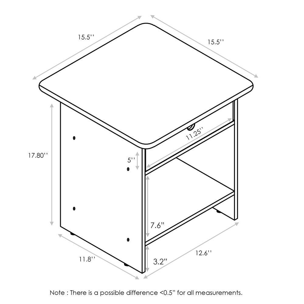 Espresso Brown Rectangular Wood End Table with Drawer