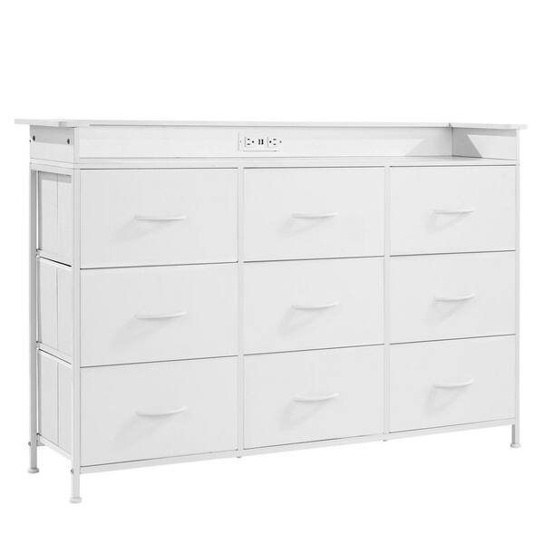 VEVOR 9 Drawer Dresser, Tall Drawer Dresser with Fabric Bin, Closet ...