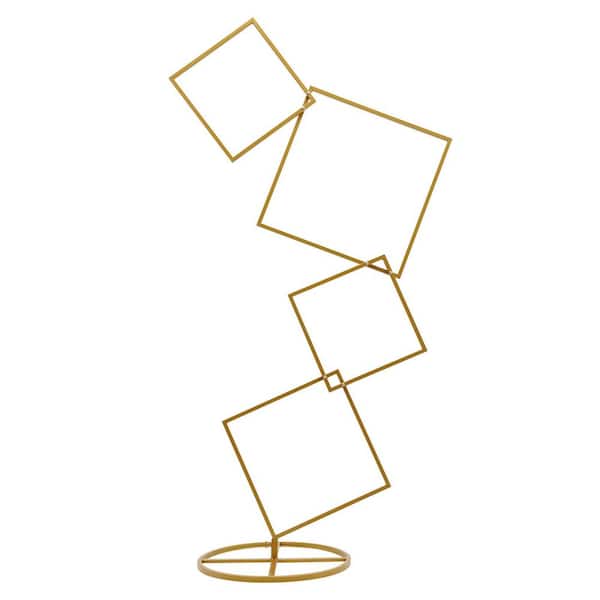 YIYIBYUS 75.2 in. x 19.7 in. Gold Metal Wedding Square Pillar Backdrop Stand Detachable 4 Tier Flower Arch Frame Arbor