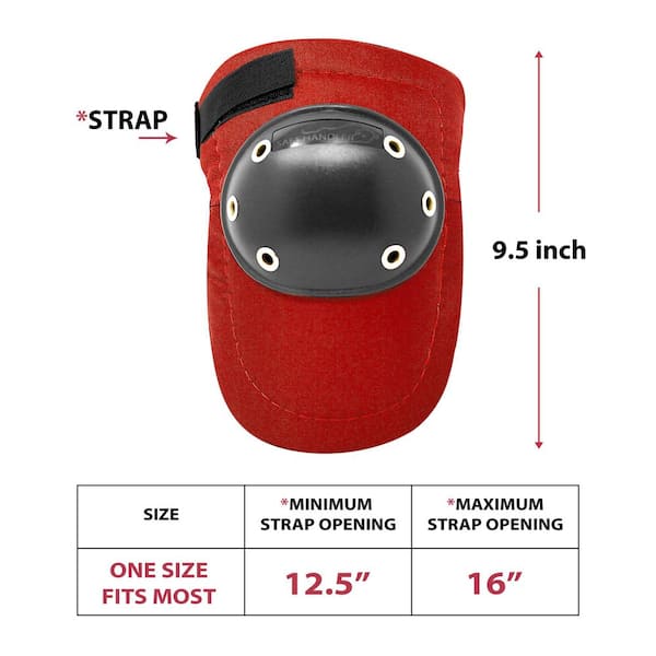 Safe Handler Knee Pads – Tough Cap | Thick Foam Padding, Adjustable Elastic Straps (Red)