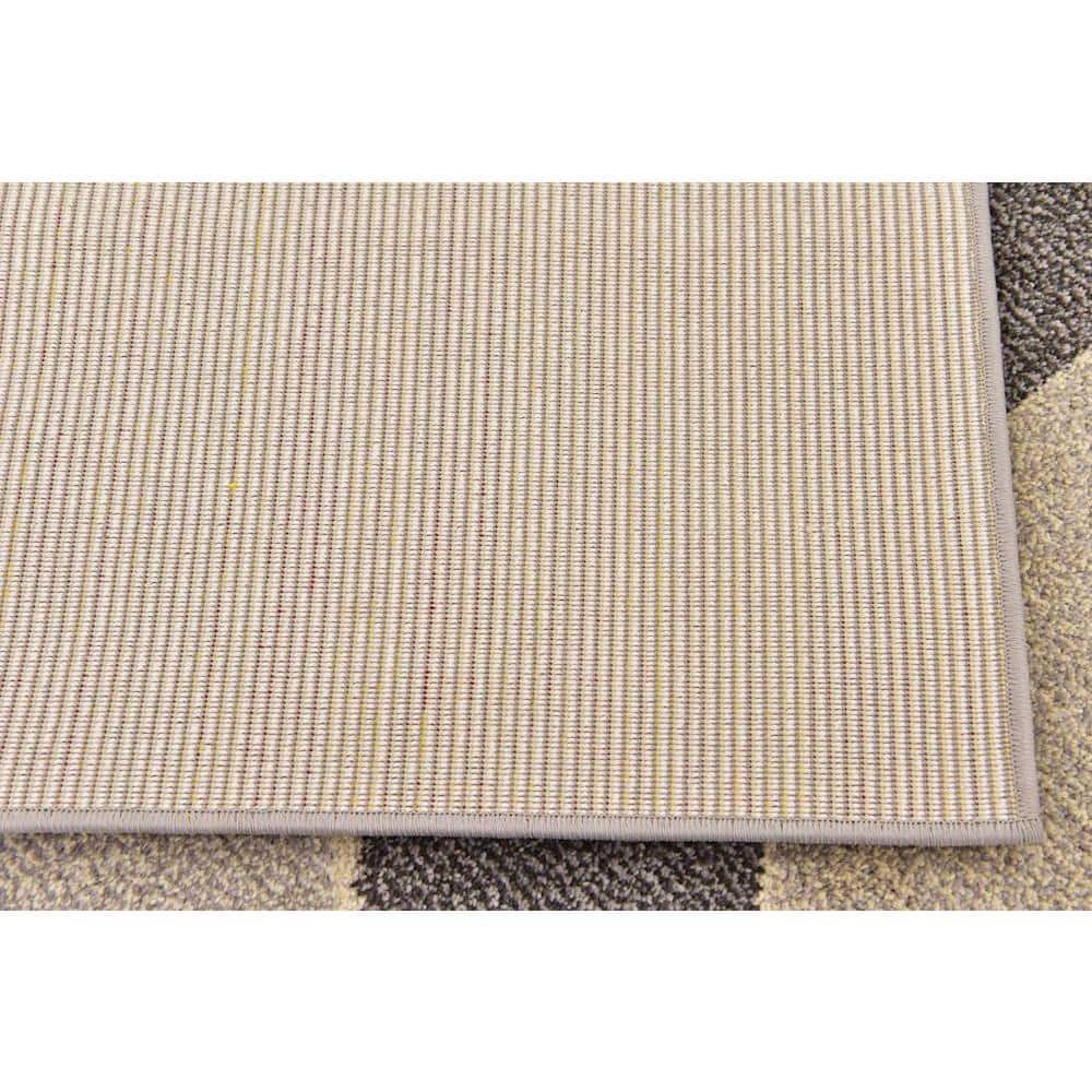 Chromatic Abstract Gray and Off-White 8' x 10' Area Rug
