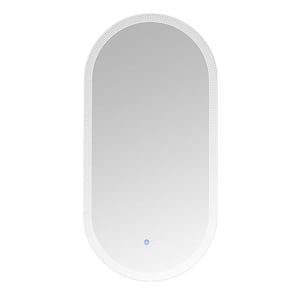 35 in. W x 18 in. H Oval Frameless Anti-Fog LED Wall Mounted Bathroom Vanity Mirror in Silver