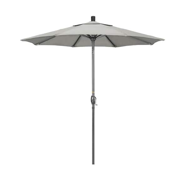 California Umbrella 7.5 ft. Grey Aluminum Market Push Button Tilt Crank Lift Patio Umbrella in Granite Sunbrella