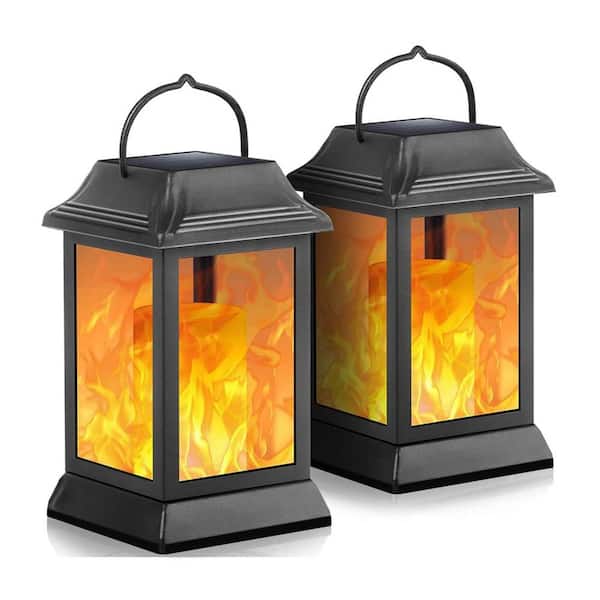 Angel Sar Black Outdoor Waterproof Metal Hanging Solar Light for Patio Garden Christmas Decorations (2-Pack)
