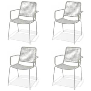 Danube Gray Stacking Metal Outdoor Dining Chair (4-Pack)