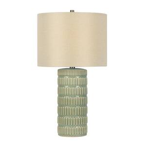 24.5in Reactive Green Texture/Highlighted Edging Table Lamp and Decorator Shade