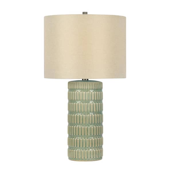 Unbranded 24.5in Reactive Green Texture/Highlighted Edging Table Lamp and Decorator Shade