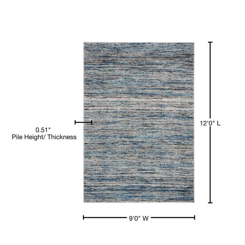 Galaxy Blue and Grey Abstract Easy Care Area Rug