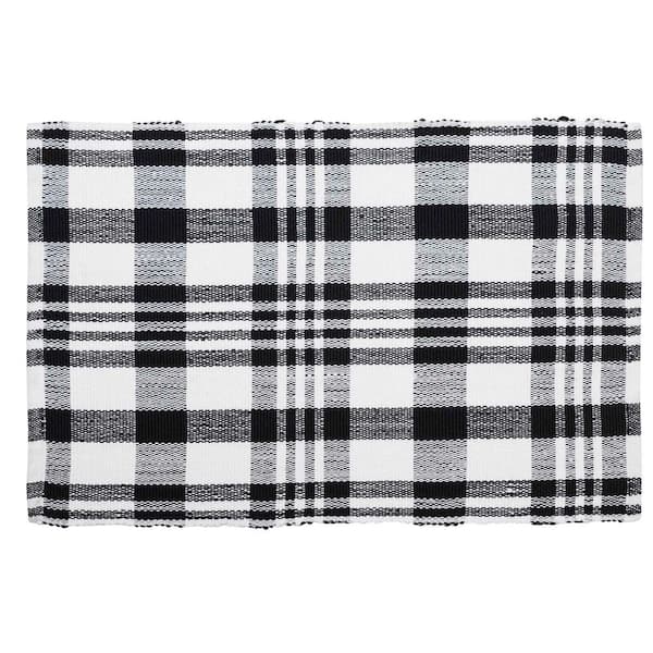Plaid 2 x 3 Black/White Washable Area Rug