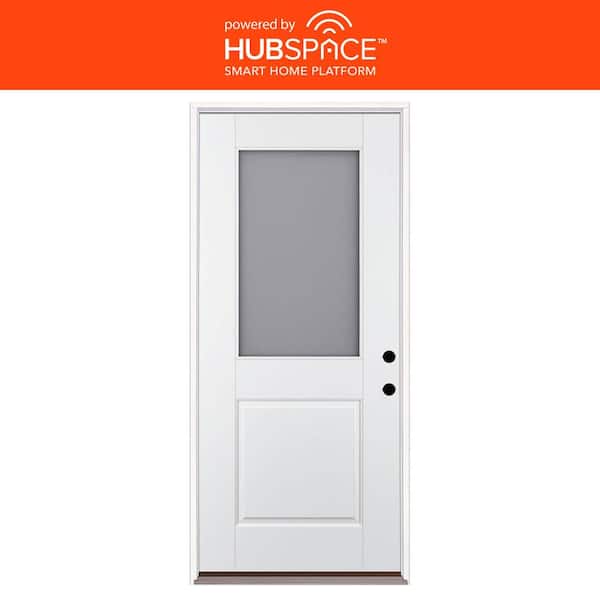 Feather River Doors Smart Glass 36 in. x 80 in. Left Hand Inswing 1/2-Lite Smooth Unfinished Fiberglass Prehung Front Door