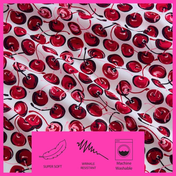 BETSEY JOHNSON Pop Art Cherry 3-Piece Red Hot Microfiber Twin Xl