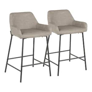 Daniella 24 in. Grey Faux Leather Industrial Counter Stool (Set of 2)
