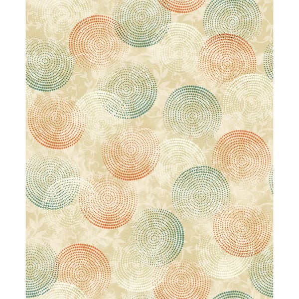 Dundee Deco Falkirk Ophia Circles, Dots Red, Green, White Vinyl Peelable Roll (Covers 57 sq. ft.)