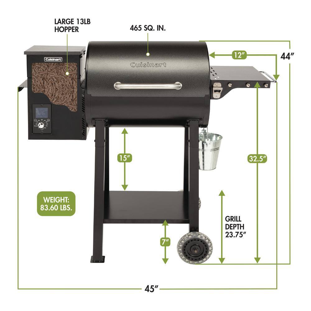 Cuisinart Black Steel 465 sq. in. Wood Pellet Grill and Smoker