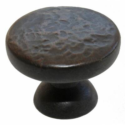 1-1/4 in. Dia Oil Rubbed Bronze Round Hammered Cabinet Knob (10-Pack)