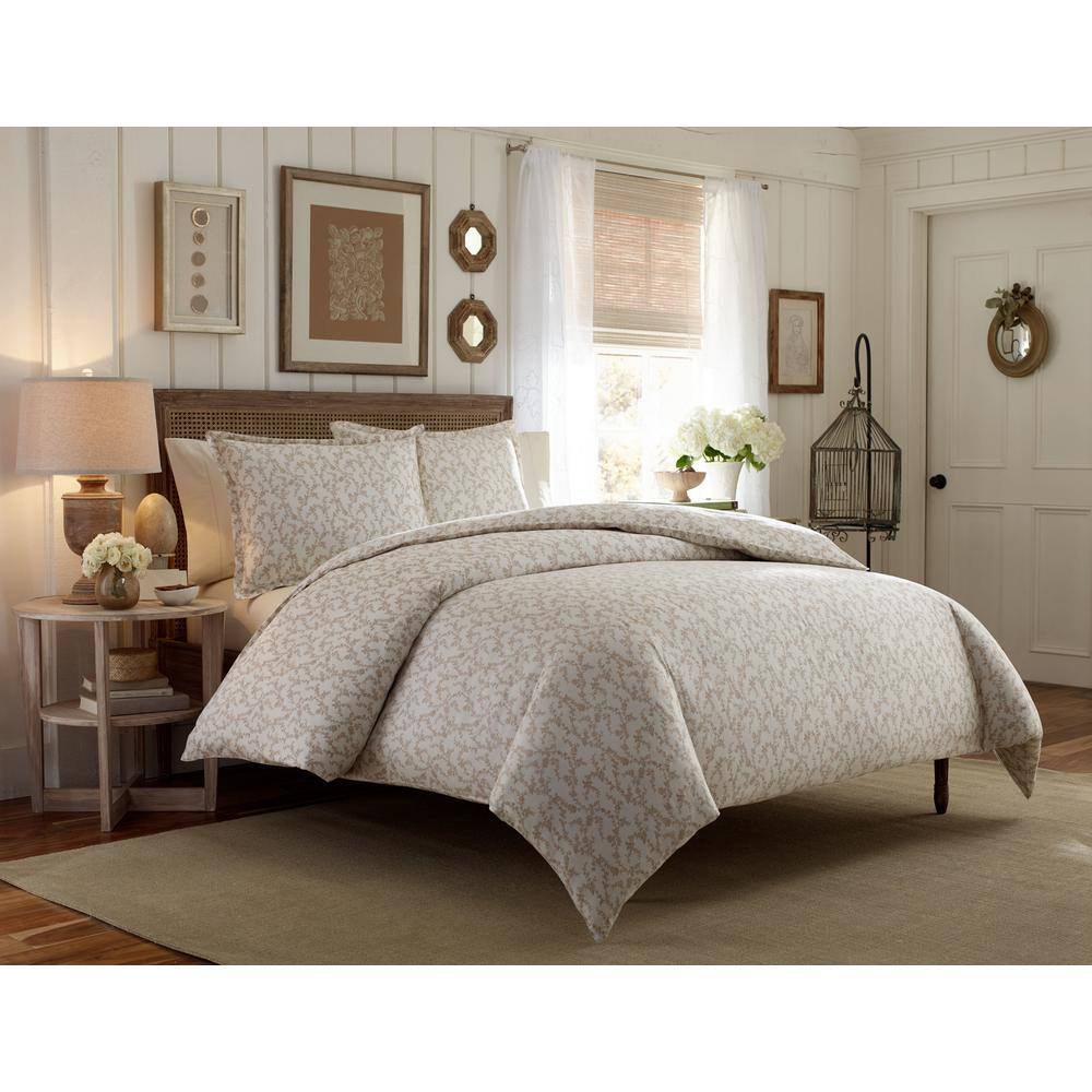 Laura Ashley Victoria 2 Piece Taupe Fl Cotton Twin Duvet Cover Set 208760 The Home Depot Laura Ashley Victoria 2 Piece Taupe, Laura Ashley California King Bedding