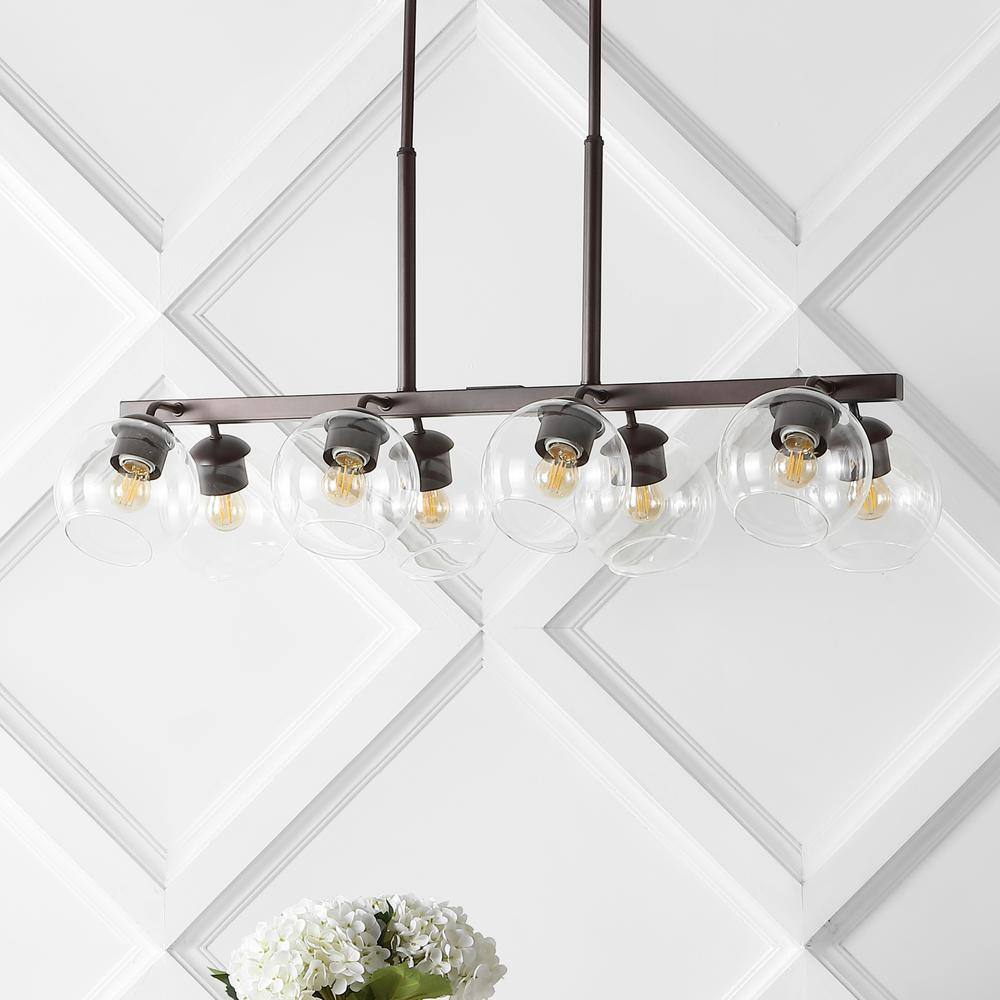 Julian 56.5" Oil-Rubbed Bronze LED Linear Pendant with Clear Glass Globes