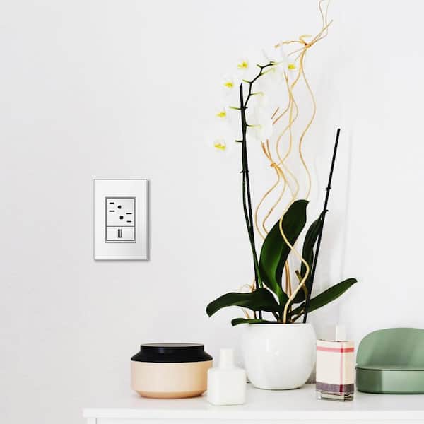 adorne 1 Gang Plus Decorator/Rocker Wall Plate, Mirror White on White (1-Pack)