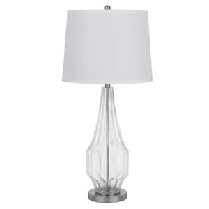 Walham 34in. H Clear Glass Bedside Table Lamp for Living Room with Fabric Shade