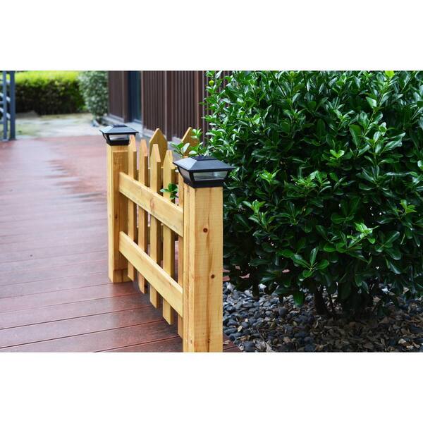 6-Pack Solar Black Finish Post Deck Fence Cap Lights for 6 X 6 Vinyl/PVC or Wood Posts With White LEDs and Vertical-lined Clear Lens 