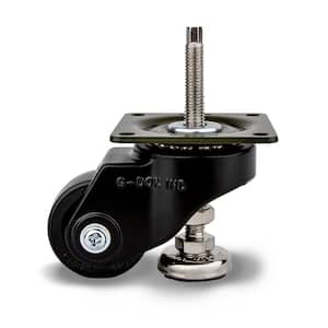 GDH 2 in. Nylon Swivel Flat Black Plate Mounted Extended Leveling Caster with 330 lb. Load Rating