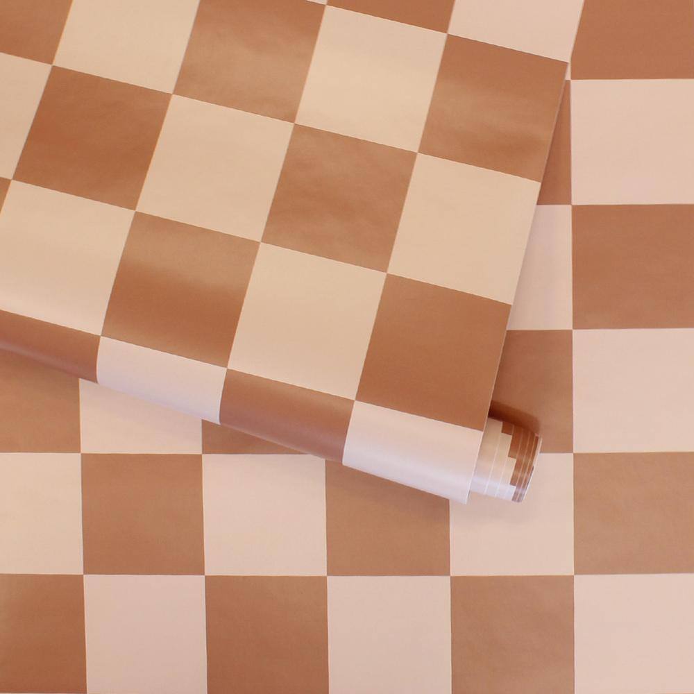 Retro Blush Checkered Peel and Stick Vinyl Wallpaper