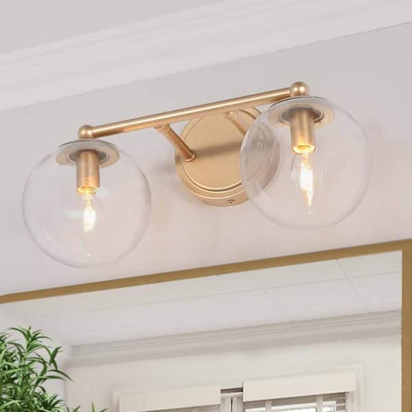 Uolfin Modern Globe Vanity Light Mawaru 2- Light Brass Gold Dome Wall ...