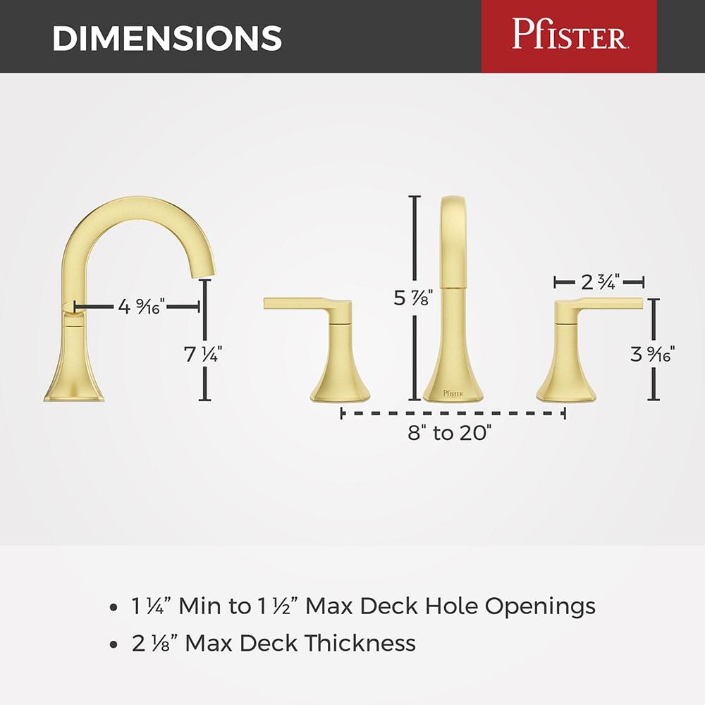 Vaneri Brushed Gold Widespread Bathroom Faucet with Metal Handles