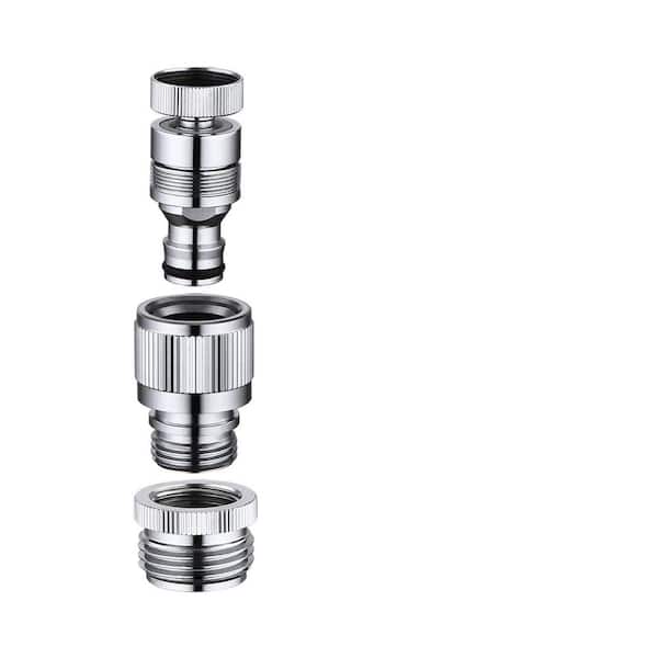 G 1/2 in. and GHT 3/4 in. Chrome Brass Kitchen Sink Faucet Quick Connector for Bathroom Kitchen Shower Garden Hose