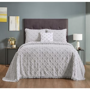 Charleston Collection 4-Piece Grey King 100% Cotton Bedspread Set
