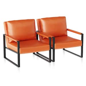 Eureka Vintage Orange Faux Leather Upholstered Accent Chairs (Set of 2)