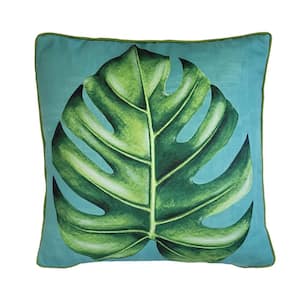 Multi-Colored Monstera Leaf Indoor/Outdoor 20 x 20 Decorative Throw Pillow
