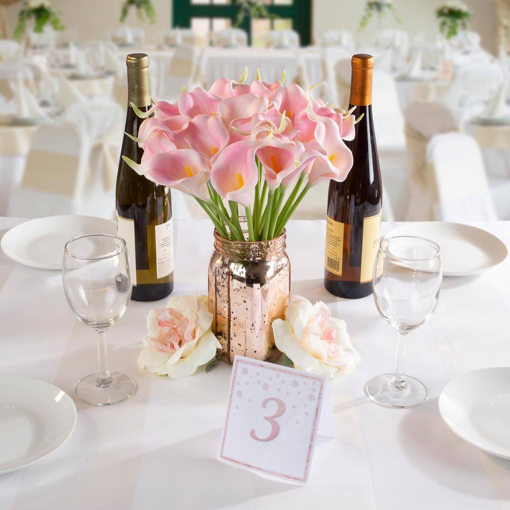 Coral Pink Artificial Lily Floral Arrangement with Tin Wire Stems