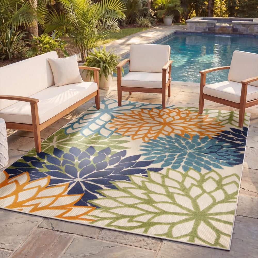 Nourison Aloha Multicolor 4 ft. x 6 ft. Floral Contemporary Indoor