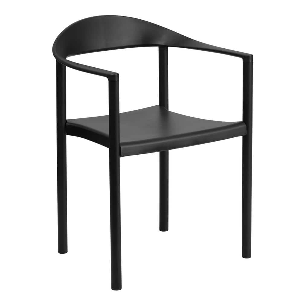 Carnegy Avenue Plastic Stackable Chair in Black CGARUT8029BLHD