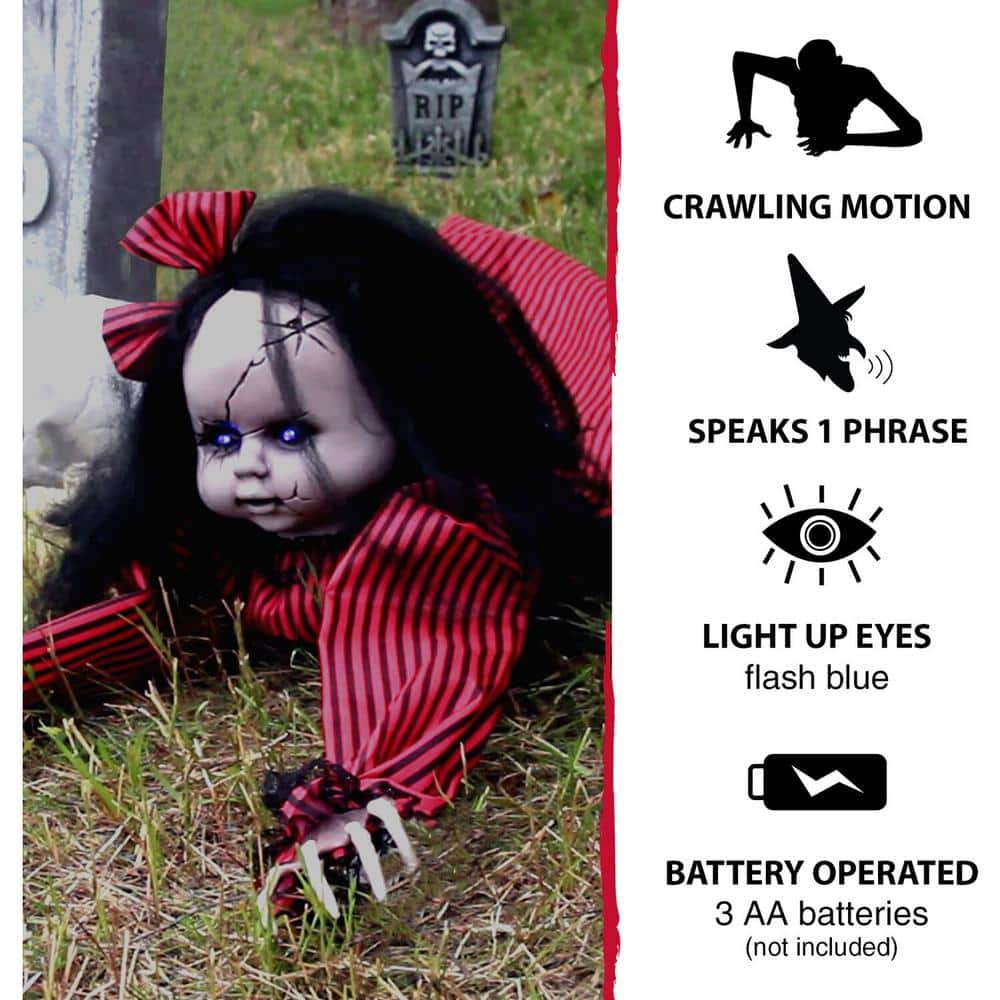 Haunted Hill Farm 44" Animatronic Crawling Doll with Light-Up Eyes