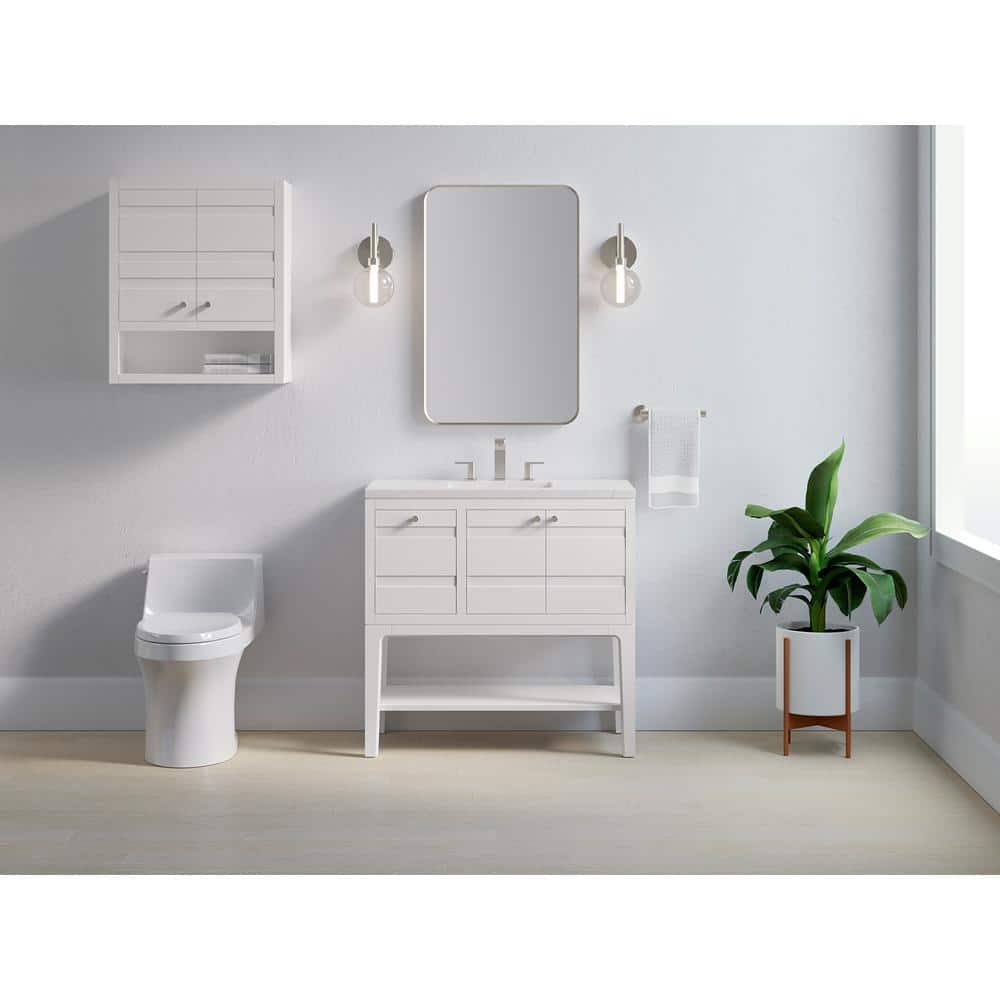 KOHLER Hearthaven 36 in. W x 18 in. D x 36 in. H Single Sink Freestanding Bath Vanity in White with Quartz Top -  33524-ASB-0