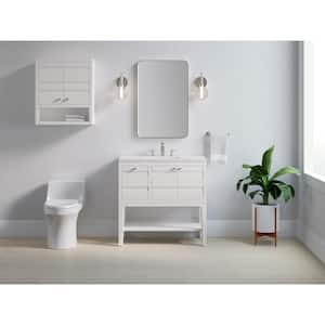 Hearthaven 36 in. W x 18 in. D x 36 in. H Single Sink Freestanding Bath Vanity in White with Quartz Top