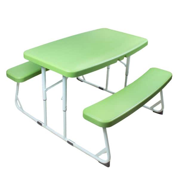 ITOPFOX Rectangle Plastic Outdoor Dining Table with Extension Family Outings Picnic Foldable Playtime Activity Sensory Chair Set