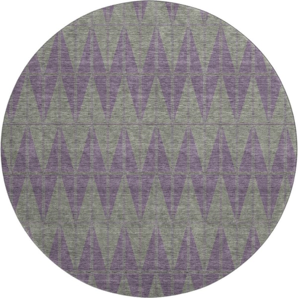 Mayfield Premium Machine Washable Abstract AMF2415 Plum 8 ft. x 8 ft. Round Rug