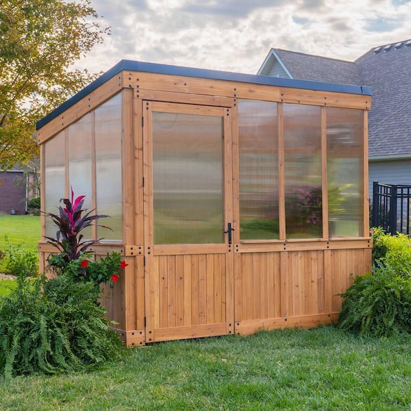 Backyard Discovery Willow 6 ft. x 9 ft. 6 in. x 7 ft. 10 in. All Cedar Modern Greenhouse