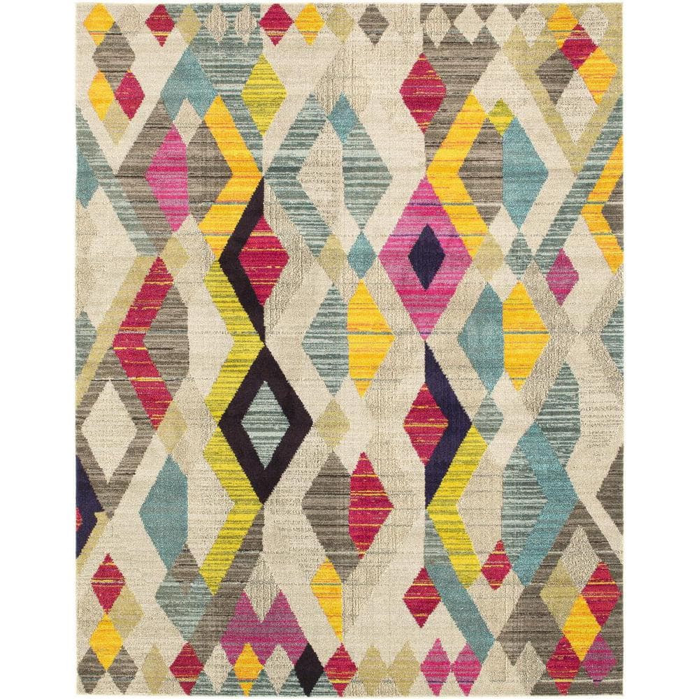 Sedona Vibrant Red Geometric 8' x 10' Easy-Care Synthetic Rug