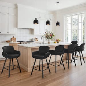 OrangeOne Nicola 26 in. Black Faux Leather Upholstered Swivel Bar