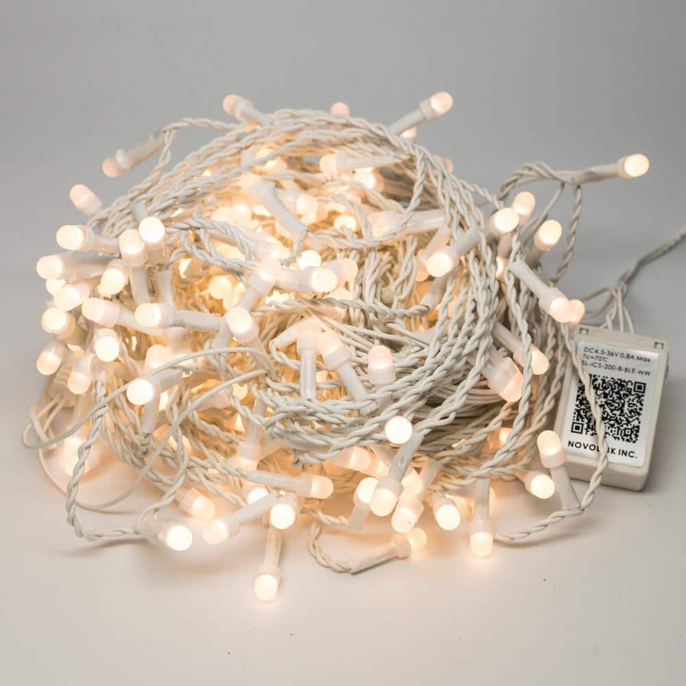 Novolink 200 Light 8 mm Mini Globe Warm White LED Icicle String Lights with  Wireless Smart Control ICS-200-8-BLE-W - The Home Depot
