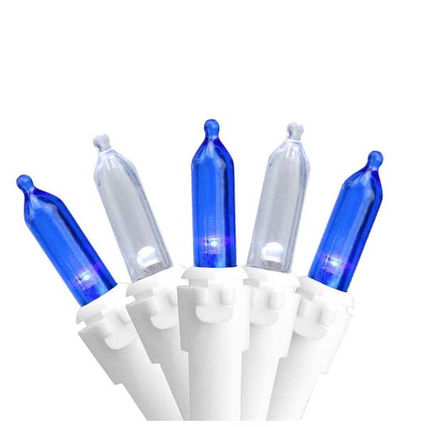 Northlight Set of 50 Blue and Pure White LED Mini Christmas Lights with White Wire