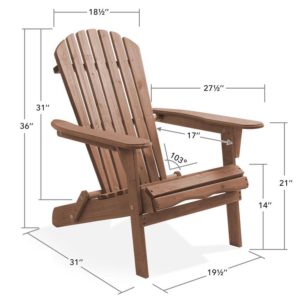 Espresso Cedar Wood Folding Adirondack Chairs, Set of 2
