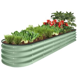 8 ft. x 2 ft. x 1 ft. Sage Green Oval Steel Raised Garden Bed Planter Box for Vegetables, Flowers, Herbs