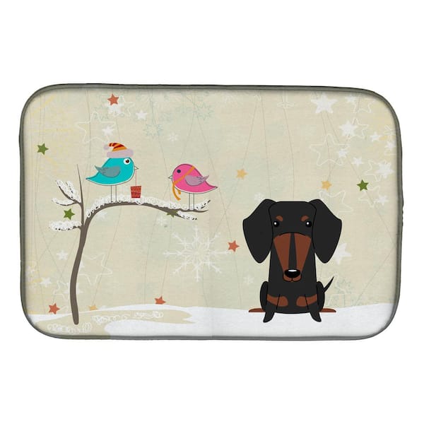 Dachshund Pet Dog Bath Mat Long Haired Black Tan Miniature Doormat