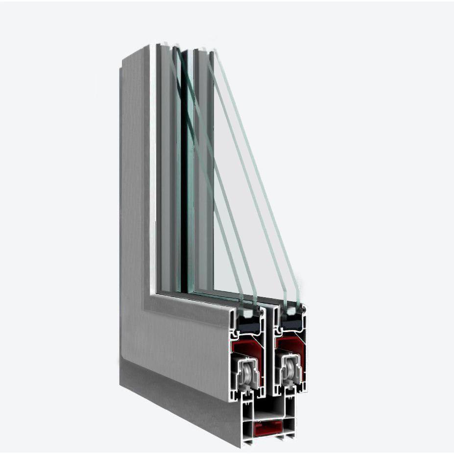 Grey Steel Sliding Patio Door with Tempered Glass, 72 x 80 in.