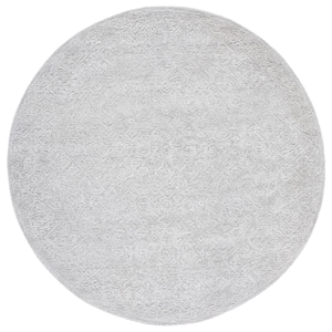Martha Stewart Gray 6 ft. x 6 ft. Abstract Solid Color Round Area Rug